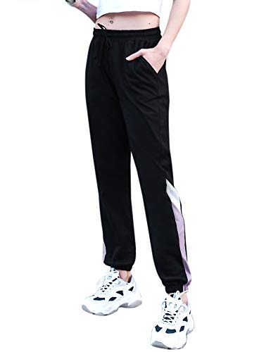 Irevial 100% Algodon Pantalones para Mujer Tallas Grandes Casual Pantalones Chandal Deportivos de Altos Cintura Cinturón y Bolsillos Yoga Pants,Pijama