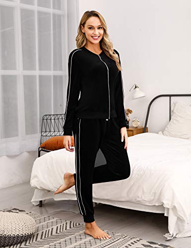 Irevial Conjunto de Chándal para Mujer de algodón, Cómodo Terciopelo Trajes de Manga Larga Chaquetas Deportivas con Cremallera Completa y Pantalones de Cintura Alta, Pijamas Set 2 Piezas Irevial Conjunto de Chándal para Mujer de algodón, Cómodo Terciopelo Trajes de Manga Larga Chaquetas Deportivas con Cremallera Completa y Pantalones de Cintura Alta, Pijamas Set 2 Piezas