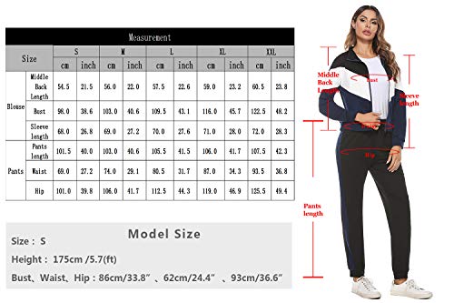 Irevial Conjunto de Chándal para Mujer de algodón,Trajes de Manga Larga Sudadera con Cremallera y Pantalones Largos de Cintura Alta 2 Piezas，Casual Sportswear para Correr Fitness