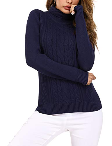 Irevial Jersey Mujer Invierno Cuello Alto, Suéter Mujer Manga Larga Elegante, Pullover Jersey de Punto Mujer Cuello Alto Cálido Turtleneck Sweater para Otoño Invierno