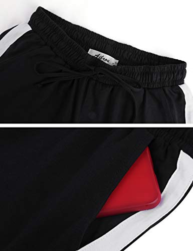 Irevial Pantalones niños de 100% algodón, Pantalones de Chándal para Niños de Cintura elástica con cordón,Pantalón Largo Deportivo con Bolsillos, para Cole/Correr/en casa，Negro，8 años