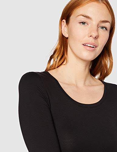 Iris & Lilly Camiseta Térmica Extra Cálida de Manga Larga Mujer, Pack de 2, Negro (Black), S, Label: S