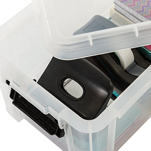 Iris Ohyama, lote 4 cajas apilables de almacenamiento con tapa - Multi Box - MBX-4, plástico, transparente, 4L, 36,5 x 21,4 x 10,5 cm