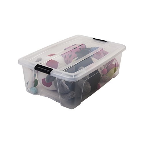 Iris Ohyama New Top Box NTB-30 - lote de 3 cajas apilables de almacenamiento, Transparente, 30 L