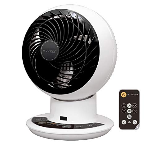 Iris Ohyama PCF-SDC18T Woozoo - Ventilador Ultra Potente, Silencioso y Oscilante con Motor DC Jet y Control Remoto, 35 W, 54 m², Distancia de 28m