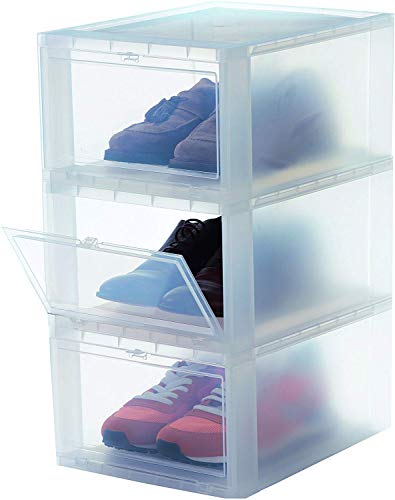 Iris Ohyama Shoes Box EUDF-M Lote de 3 Cajas de Almacenamiento para los Zapatos, 14 L, 35,5 x 28 x 18 cm Iris Ohyama Shoes Box EUDF-M Lote de 3 Cajas de Almacenamiento para los Zapatos, 14 L, 35,5 x 28 x 18 cm