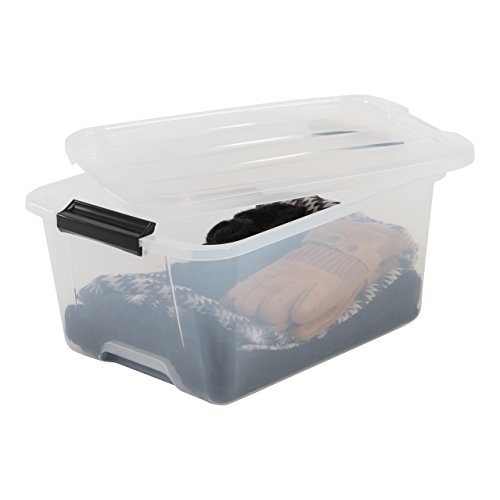 Iris Ohyama Top Box TB-15 Lote de 3 Cajas apilables de Almacenamiento con Cierre de Clip, Plastico, 15 L, 39 x 29 x 18.6 cm, 3 Unidades