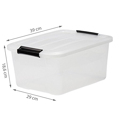 Iris Top Box TB-15 Lote de 4 Cajas apilables de Almacenamiento con Cierre de Clip, 15 L, 39 x 29 x 18.6 cm, 4 Unidades Iris Top Box TB-15 Lote de 4 Cajas apilables de Almacenamiento con Cierre de Clip, 15 L, 39 x 29 x 18.6 cm, 4 Unidades