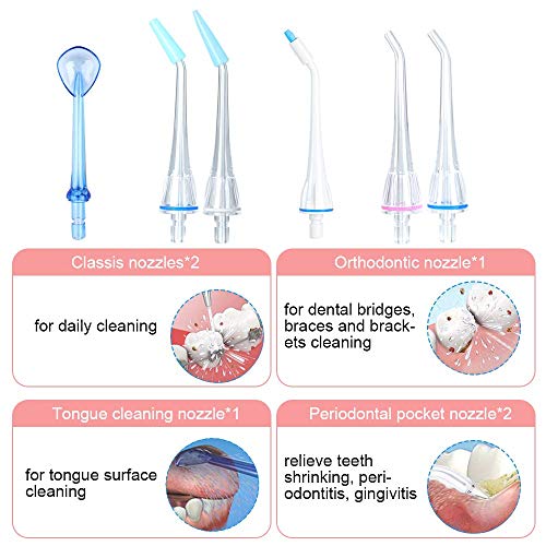 Irrigador Bucal Portátil Profesional con 6 Boquillas 6 Modos, Recargable Irrigadores Dentales 320ML IPX7 para Placa dental,Dientes de Implante,Dientes de Ortodoncia, Limpieza en Casa/Viaje Irrigador Bucal Portátil Profesional con 6 Boquillas 6 Modos, Recargable Irrigadores Dentales 320ML IPX7 para Placa dental,Dientes de Implante,Dientes de Ortodoncia, Limpieza en Casa/Viaje