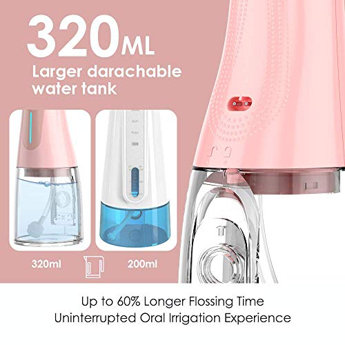 Irrigador Bucal Portátil Profesional con 6 Boquillas 6 Modos, Recargable Irrigadores Dentales 320ML IPX7 para Placa dental,Dientes de Implante,Dientes de Ortodoncia, Limpieza en Casa/Viaje Irrigador Bucal Portátil Profesional con 6 Boquillas 6 Modos, Recargable Irrigadores Dentales 320ML IPX7 para Placa dental,Dientes de Implante,Dientes de Ortodoncia, Limpieza en Casa/Viaje