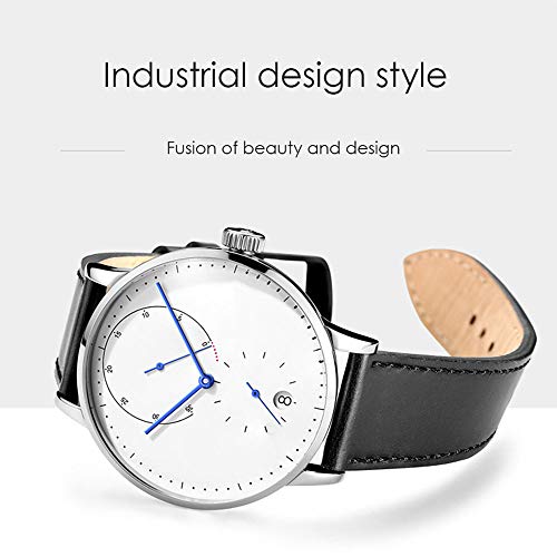 irugh Reloj mecánico automático, Estilo Minimalista Bauhaus, Correa de Acero Inoxidable para Hombre, Reloj de Calendario, Reloj Impermeable en Profundidad.