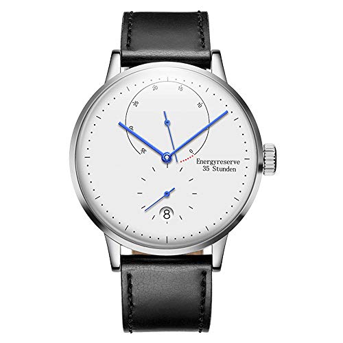 irugh Reloj mecánico automático, Estilo Minimalista Bauhaus, Correa de Acero Inoxidable para Hombre, Reloj de Calendario, Reloj Impermeable en Profundidad.