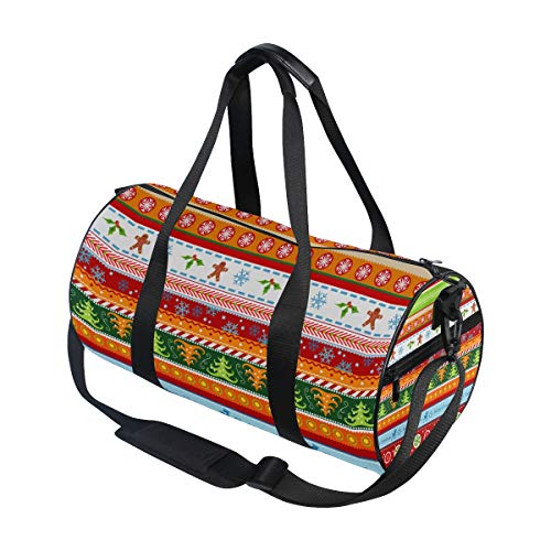 ISAOA - Bolsa de Deporte con Fondo navideño (2) Bolsa de Lona para Deportes, Viajes, Gimnasio, con Compartimento para Zapatos, Ligera, atlética, para Acampar, Bolsa de Hombro para Mujeres y Hombres