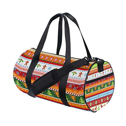 ISAOA - Bolsa de Deporte con Fondo navideño (2) Bolsa de Lona para Deportes, Viajes, Gimnasio, con Compartimento para Zapatos, Ligera, atlética, para Acampar, Bolsa de Hombro para Mujeres y Hombres