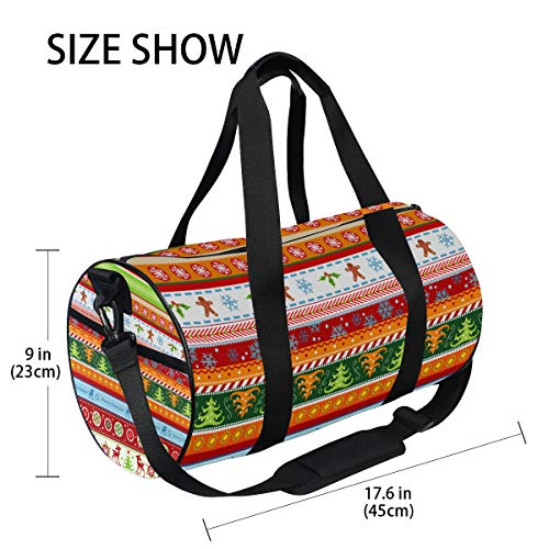 ISAOA - Bolsa de Deporte con Fondo navideño (2) Bolsa de Lona para Deportes, Viajes, Gimnasio, con Compartimento para Zapatos, Ligera, atlética, para Acampar, Bolsa de Hombro para Mujeres y Hombres