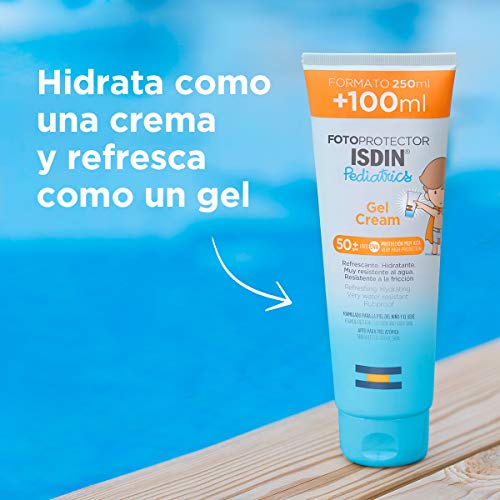 ISDIN - Fotoprotector Pediatrics Gel Cream SPF 50+, Protector solar corporal para niños, El todoterreno de los fotoprotectores para toda la familia, 250 ml