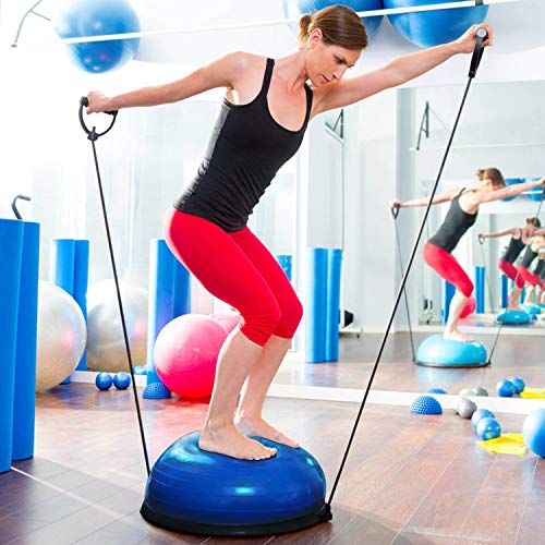 ISE Balance Trainer Fitball Bola de Equilibrio para Entrenamiento, ym Media Bola Ø 58cm, Pelota Balón Semiesfera de Gimnasia Pilates con Cables y Inflador para Yoga y Fitness, Azul SY-BAS1001 ISE Balance Trainer Fitball Bola de Equilibrio para Entrenamiento, ym Media Bola Ø 58cm, Pelota Balón Semiesfera de Gimnasia Pilates con Cables y Inflador para Yoga y Fitness, Azul SY-BAS1001