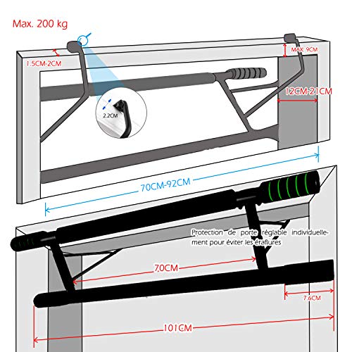 ISE Barra de Tracción, Barra de Entrenamiento para Estación de Gimnasio en Casa, Máx. 200 kg, SY-1700