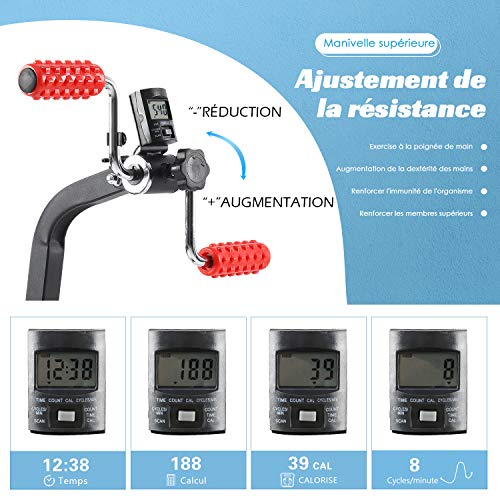 ISE Mini Pedales Estaticos Bicicleta Eléctrica,Bicicleta de Ejercicio para Entrenamiento de Piernas y Brazos para Hogar/Oficina