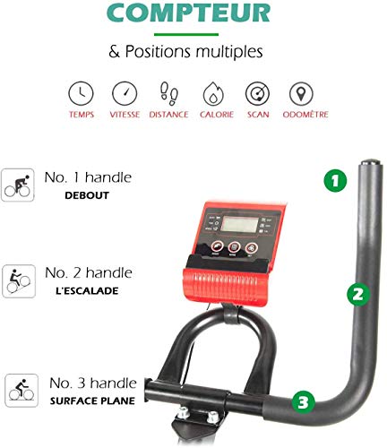 ISE SY-7021 - Bicicleta estática para interior de ejercicio, bicicleta cardio, entrenamiento de resistencia ajustable y pantalla LCD silenciosa, para deportes casas de hasta 120 kg, color negro