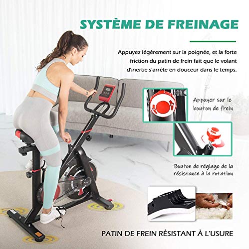 ISE SY-7021 - Bicicleta estática para interior de ejercicio, bicicleta cardio, entrenamiento de resistencia ajustable y pantalla LCD silenciosa, para deportes casas de hasta 120 kg, color negro