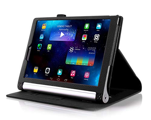ISIN Funda para Tablet Serie Funda de Premium PU con Stand Función para Lenovo Yoga Tablet 2 10 de 10,1 pulgadas 1050 Android Tablet con Velcro Correa para la Mano y Ranuras para Tarjetas (Azul)