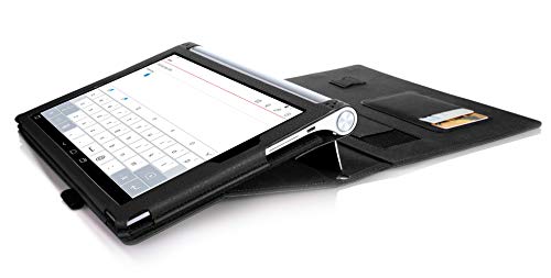 ISIN Funda para Tablet Serie Funda de Premium PU con Stand Función para Lenovo Yoga Tablet 2 10 de 10,1 pulgadas 1050 Android Tablet con Velcro Correa para la Mano y Ranuras para Tarjetas (Azul)