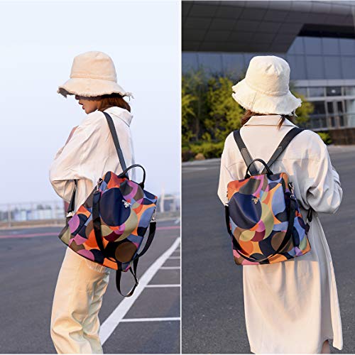 ISIYINER Bolsos Mochila para Mujer Impermeable Moda Impresión Casuals Anti-Robo de Nylon Bandolera para Chica Adolescente Colegio Viajar Trabajo