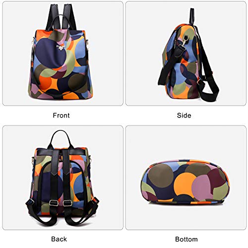 ISIYINER Bolsos Mochila para Mujer Impermeable Moda Impresión Casuals Anti-Robo de Nylon Bandolera para Chica Adolescente Colegio Viajar Trabajo