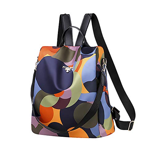 ISIYINER Bolsos Mochila para Mujer Impermeable Moda Impresión Casuals Anti-Robo de Nylon Bandolera para Chica Adolescente Colegio Viajar Trabajo