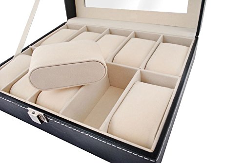 ISO TRADE Caja para 10 de Relojes Organizador de Relojes Caja relojero Estuche relojero para almacenar Relojes, Negro 1369