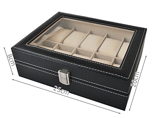 ISO TRADE Caja para 10 de Relojes Organizador de Relojes Caja relojero Estuche relojero para almacenar Relojes, Negro 1369