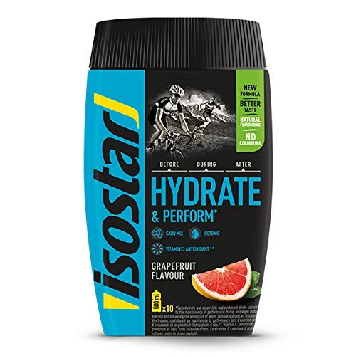 Isostar Hydrate & Perform - 400 g de bebida electrolítica isotónica - Solución electrolítica para apoyar el rendimiento deportivo - pomelo