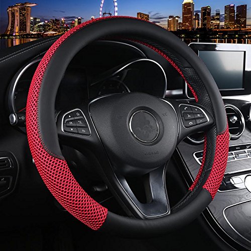 Istn - Funda de Volante de Seda de Hielo Transpirable Antideslizante para Unisex rojo Istn - Funda de Volante de Seda de Hielo Transpirable Antideslizante para Unisex rojo
