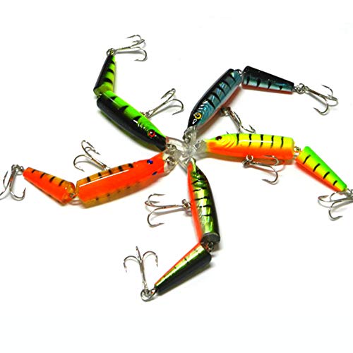 Isuper 5 Colores Pesca Crankbaits señuelos de plástico articulado Multi-Cebo Kits adecuados para la mar, río, Lago, la Trucha, el Lucio, la Perca, la Carpa y la lucioperca