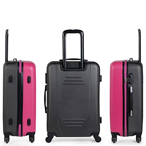 ITACA - Juego de Maletas 4 Ruedas Trolley abs con candado Integrado. 2 tamaños: pequeña 55 y Grande 75. s rígidas cómodas y Ligeras Bonito diseño. 71117, Color Fucsia-Antracita ITACA - Juego de Maletas 4 Ruedas Trolley abs con candado Integrado. 2 tamaños: pequeña 55 y Grande 75. s rígidas cómodas y Ligeras Bonito diseño. 71117, Color Fucsia-Antracita