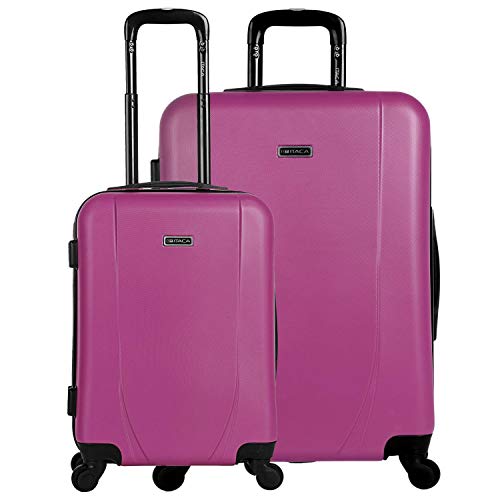 ITACA - Juego de Maletas 4 Ruedas Trolley abs con candado Integrado. 2 tamaños: pequeña 55 y Grande 75. s rígidas cómodas y Ligeras Bonito diseño. 71117, Color Fucsia-Antracita