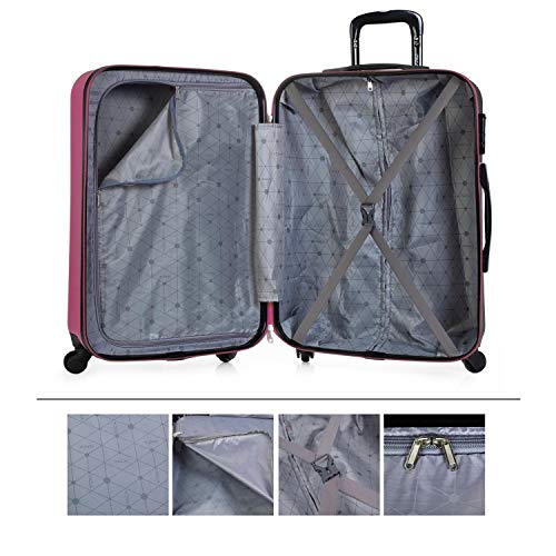 ITACA - Juego de Maletas 4 Ruedas Trolley abs con candado Integrado. 2 tamaños: pequeña 55 y Grande 75. s rígidas cómodas y Ligeras Bonito diseño. 71117, Color Fucsia-Antracita ITACA - Juego de Maletas 4 Ruedas Trolley abs con candado Integrado. 2 tamaños: pequeña 55 y Grande 75. s rígidas cómodas y Ligeras Bonito diseño. 71117, Color Fucsia-Antracita