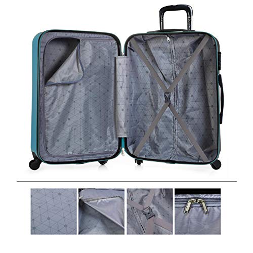 ITACA - Juego de Maletas de Viaje Rígidas 4 Ruedas Trolley 55/65/75 cm ABS. Buenas Cómodas y Ligeras. Candado. Grande Mediana y Pequeña Cabina Ryanair. 7110, Color Turquesa-Antracita ITACA - Juego de Maletas de Viaje Rígidas 4 Ruedas Trolley 55/65/75 cm ABS. Buenas Cómodas y Ligeras. Candado. Grande Mediana y Pequeña Cabina Ryanair. 7110, Color Turquesa-Antracita