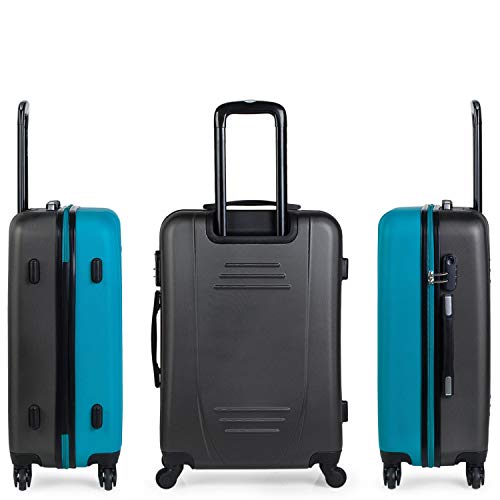 ITACA - Juego de Maletas de Viaje Rígidas 4 Ruedas Trolley 55/65/75 cm ABS. Buenas Cómodas y Ligeras. Candado. Grande Mediana y Pequeña Cabina Ryanair. 7110, Color Turquesa-Antracita