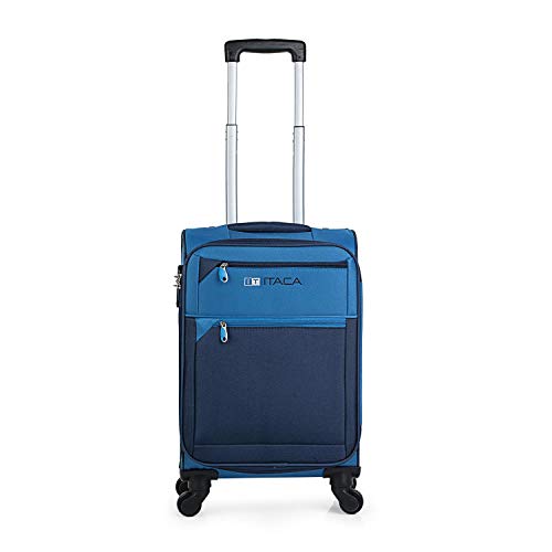 ITACA - Juego de Maletas Viaje 4 Ruedas Trolley poliéster eva Extensibles. s y Ligeras. Mango Asas y candado. pequeña ryanair, Mediana y Grande. 701000, Color Azul-Azul Marino