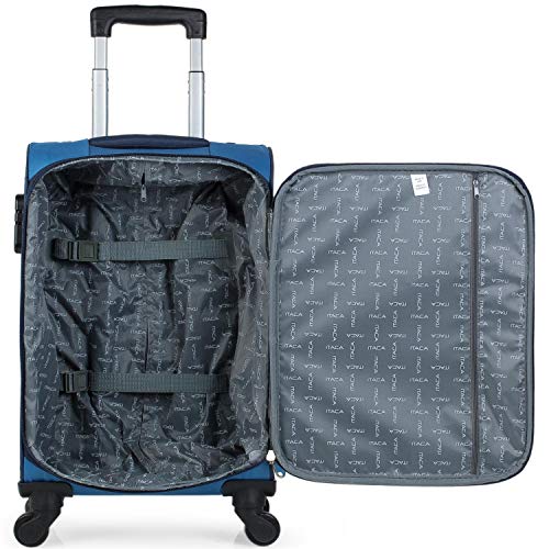 ITACA - Juego de Maletas Viaje 4 Ruedas Trolley poliéster eva Extensibles. s y Ligeras. Mango Asas y candado. pequeña ryanair, Mediana y Grande. 701000, Color Azul-Azul Marino ITACA - Juego de Maletas Viaje 4 Ruedas Trolley poliéster eva Extensibles. s y Ligeras. Mango Asas y candado. pequeña ryanair, Mediana y Grande. 701000, Color Azul-Azul Marino