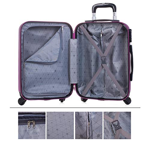 ITACA - Maleta Cabina de Viaje rígida 4 Ruedas Trolley 55 cm abs. Equipaje de Mano. pequeña cómoda Ligera y Bonita. Low Cost ryanair Precio. 71250, Color Morado