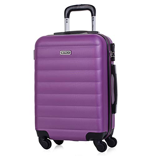 ITACA - Maleta Cabina de Viaje rígida 4 Ruedas Trolley 55 cm abs. Equipaje de Mano. pequeña cómoda Ligera y Bonita. Low Cost ryanair Precio. 71250, Color Morado