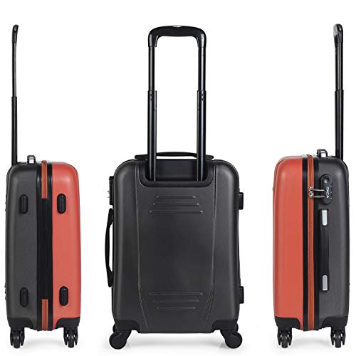 ITACA - Maleta Cabina de Viaje Rígida 4 Ruedas Trolley 55 cm ABS. Equipaje de Mano. Pequeña Práctica Cómoda y Ligera Low Cost Ryanair, Estudiante. 71150, Color Coral-Antracita