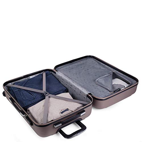 ITACA - Maleta Cabina de Viaje Rígida 4 Ruedas Trolley 55 cm ABS. Equipaje de Mano. Pequeña Práctica Cómoda y Ligera Low Cost Ryanair, Estudiante. 71150, Color Champagne