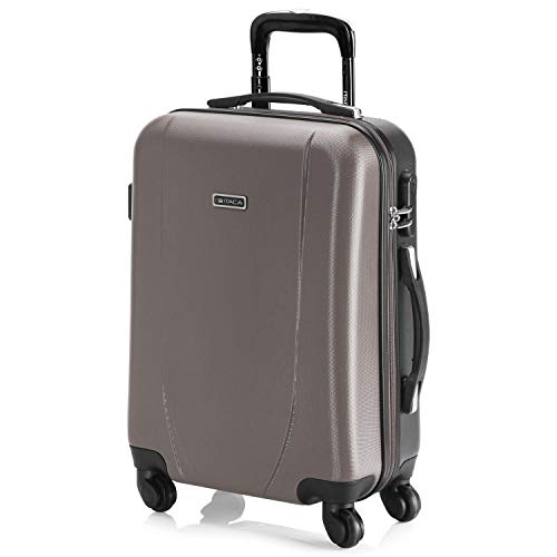 ITACA - Maleta Cabina de Viaje Rígida 4 Ruedas Trolley 55 cm ABS. Equipaje de Mano. Pequeña Práctica Cómoda y Ligera Low Cost Ryanair, Estudiante. 71150, Color Champagne