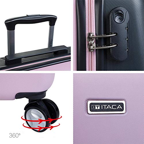 ITACA - Maleta de Viaje Cabina 55x40x20 cm 4 Ruedas Trolley abs. Equipaje de Mano. rígida y Ligera. Mango Asas candado. Low Cost ryanair. t58050, Color Rosa-Gris ITACA - Maleta de Viaje Cabina 55x40x20 cm 4 Ruedas Trolley abs. Equipaje de Mano. rígida y Ligera. Mango Asas candado. Low Cost ryanair. t58050, Color Rosa-Gris
