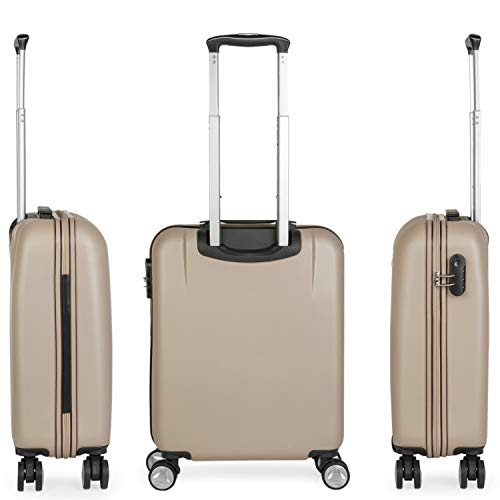 ITACA - Maleta de Viaje Cabina 55x40x20 cm 4 Ruedas Trolley abs. Equipaje de Mano. rígida y Ligera. Mango Asas candado. Low Cost ryanair. t58050, Color Champagne