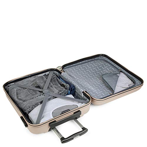 ITACA - Maleta de Viaje Cabina 55x40x20 cm 4 Ruedas Trolley abs. Equipaje de Mano. rígida y Ligera. Mango Asas candado. Low Cost ryanair. t58050, Color Champagne